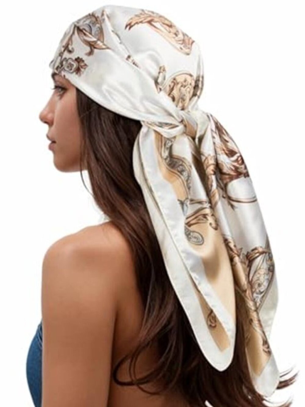 Printed Silky Head Scarf Women's Square